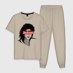 Пижама хлопковая мужская Michael Jackson Supreme, цвет: миндальный