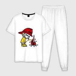 Пижама хлопковая мужская Ручной пожарник, цвет: белый