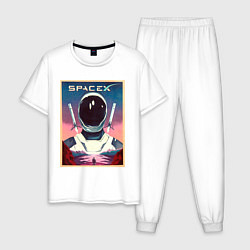 Пижама хлопковая мужская SpaceX: Astronaut, цвет: белый