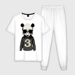 Пижама хлопковая мужская Brutal Panda, цвет: белый