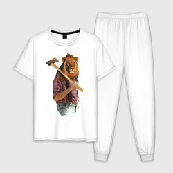 Пижама хлопковая мужская Lion lumberjack, цвет: белый