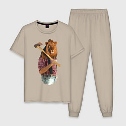 Пижама хлопковая мужская Lion lumberjack, цвет: миндальный