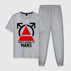 Пижама хлопковая мужская Thirty Seconds To Mars, цвет: меланж