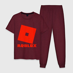 Пижама хлопковая мужская Roblox Logo, цвет: меланж-бордовый