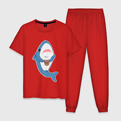 Пижама хлопковая мужская Hype Shark, цвет: красный