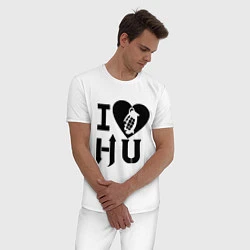 Пижама хлопковая мужская I love HU, цвет: белый — фото 2