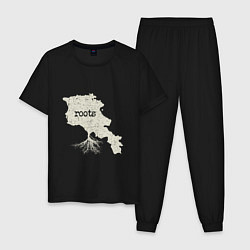 Пижама хлопковая мужская Армянские корни, цвет: черный