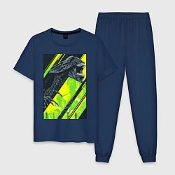 Пижама хлопковая мужская Чужой alien, цвет: тёмно-синий