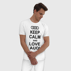 Пижама хлопковая мужская Keep Calm & Love Audi, цвет: белый — фото 2