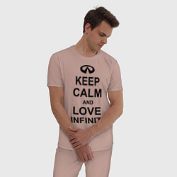 Пижама хлопковая мужская Keep Calm & Love Infiniti, цвет: пыльно-розовый — фото 2