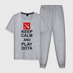 Пижама хлопковая мужская Keep Calm & Play Dota, цвет: меланж