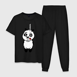 Пижама хлопковая мужская Панда повесилась цвета черный — фото 1