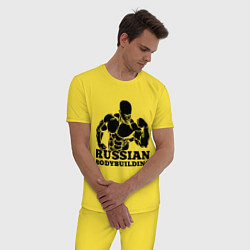 Пижама хлопковая мужская Russian bodybuilding, цвет: желтый — фото 2