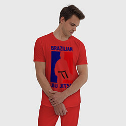 Пижама хлопковая мужская Brazilian Jiu jitsu, цвет: красный — фото 2