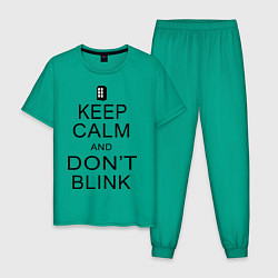 Пижама хлопковая мужская Keep Calm & Don't Blink, цвет: зеленый
