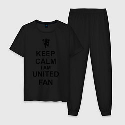 Пижама хлопковая мужская Keep Calm & United fan, цвет: черный