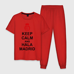 Пижама хлопковая мужская Keep Calm & Hala Madrid, цвет: красный