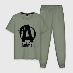 Пижама хлопковая мужская Animal Logo, цвет: авокадо