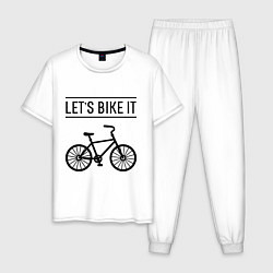 Пижама хлопковая мужская Lets bike it, цвет: белый