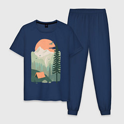 Пижама хлопковая мужская Wood Adventure, цвет: тёмно-синий