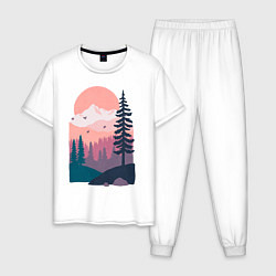 Пижама хлопковая мужская Mountain Adventure, цвет: белый