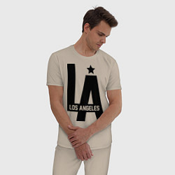 Пижама хлопковая мужская Los Angeles Star, цвет: миндальный — фото 2