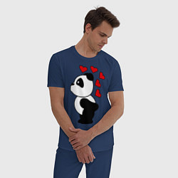 Пижама хлопковая мужская Поцелуй панды: для него, цвет: тёмно-синий — фото 2