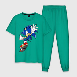 Пижама хлопковая мужская Sonic, цвет: зеленый