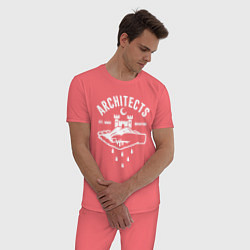 Пижама хлопковая мужская Architects, цвет: коралловый — фото 2