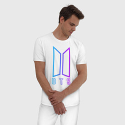 Пижама хлопковая мужская BTS: Neon Night, цвет: белый — фото 2