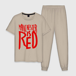 Пижама хлопковая мужская Manchester is Red, цвет: миндальный