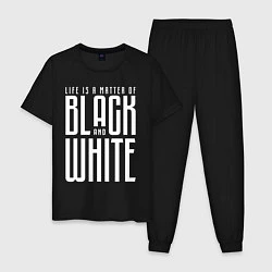 Пижама хлопковая мужская Juventus: Black & White, цвет: черный