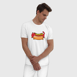 Пижама хлопковая мужская Hot Cat, цвет: белый — фото 2