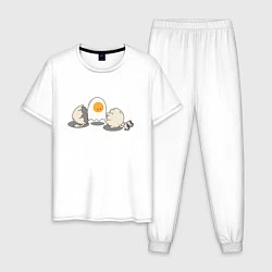 Пижама хлопковая мужская Egg Soul, цвет: белый
