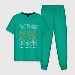 Пижама хлопковая мужская Parkway Drive: Keep the flame alive цвета зеленый — фото 1