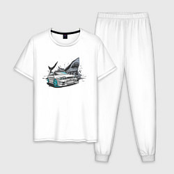 Пижама хлопковая мужская Toyota Chaser 100, цвет: белый