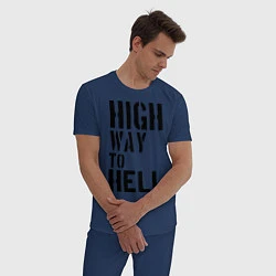 Пижама хлопковая мужская High way to hell, цвет: тёмно-синий — фото 2