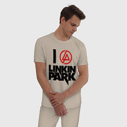 Пижама хлопковая мужская I love Linkin Park, цвет: миндальный — фото 2