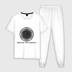 Пижама хлопковая мужская Bring me the horizon, цвет: белый