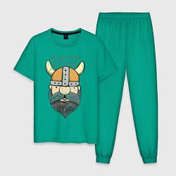 Пижама хлопковая мужская Born to be a Viking, цвет: зеленый
