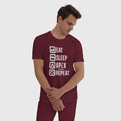 Пижама хлопковая мужская Eat, Sleep, Apex, Repeat, цвет: меланж-бордовый — фото 2