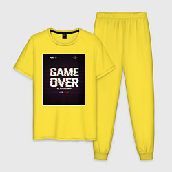 Пижама хлопковая мужская Game Over: Glitch Effect, цвет: желтый