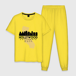 Пижама хлопковая мужская Голливуд - США цвета желтый — фото 1