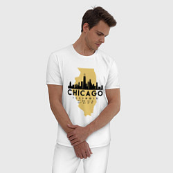 Пижама хлопковая мужская Чикаго - США, цвет: белый — фото 2