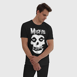 Пижама хлопковая мужская Misfits, цвет: черный — фото 2