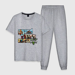 Пижама хлопковая мужская GTA 5 Stories, цвет: меланж