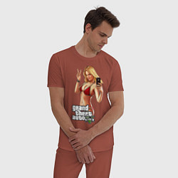 Пижама хлопковая мужская GTA 5: Selfie, цвет: кирпичный — фото 2