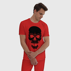 Пижама хлопковая мужская Злобный череп, цвет: красный — фото 2