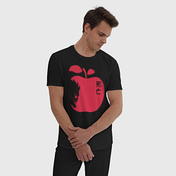 Пижама хлопковая мужская Тетрадь Смерти - Рюк и яблоко, цвет: черный — фото 2