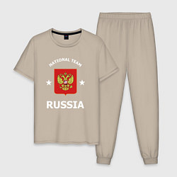 Пижама хлопковая мужская NATIONAL TEAM RUSSIA, цвет: миндальный